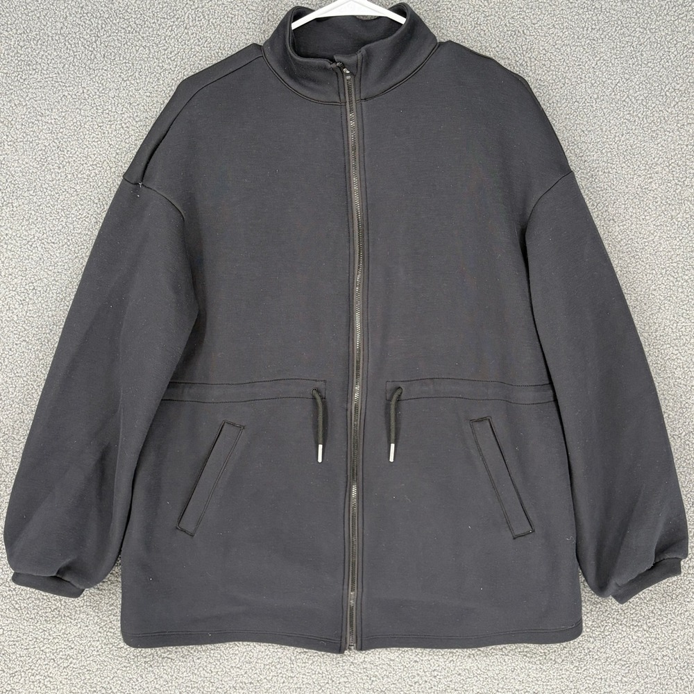 Halara Black Full Zip Drawstring Waist Jacket Mock Neck Large 02750954